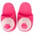 Pantuflas de peluche rosa - forma de seno