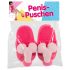 Pantuflas de peluche rosas con forma de pene