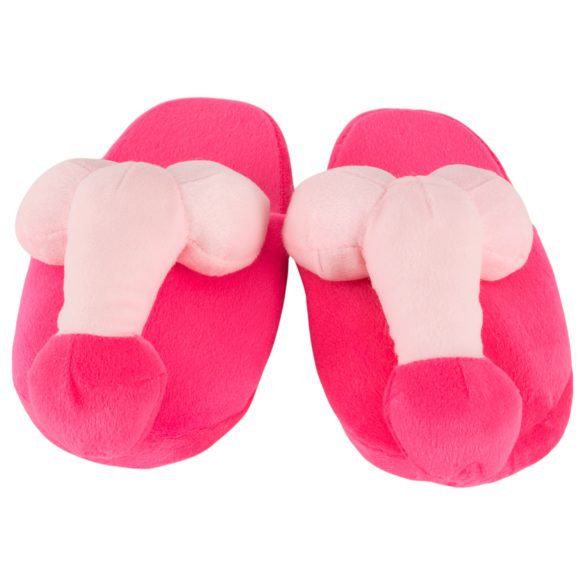 Zapatillas de peluche rosa con forma de pene
