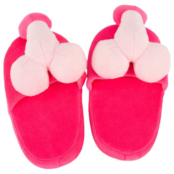 Zapatillas de peluche rosa con forma de pene