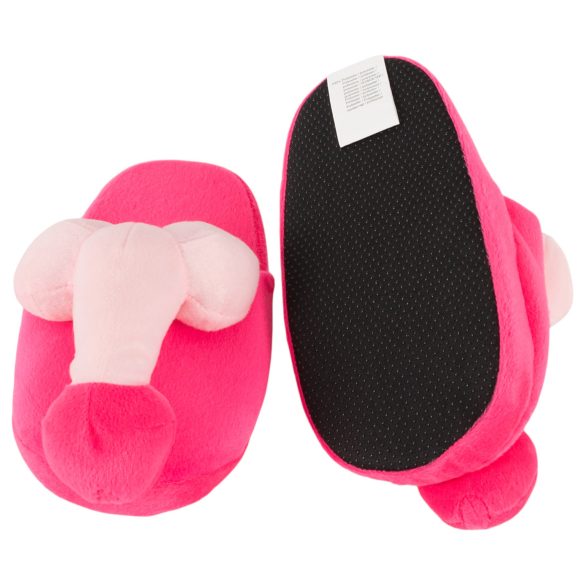 Zapatillas de peluche rosa con forma de pene