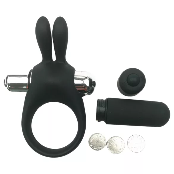 Pulselock Vantr - anillo vibrador para el pene con conejito (negro) - 30 mm