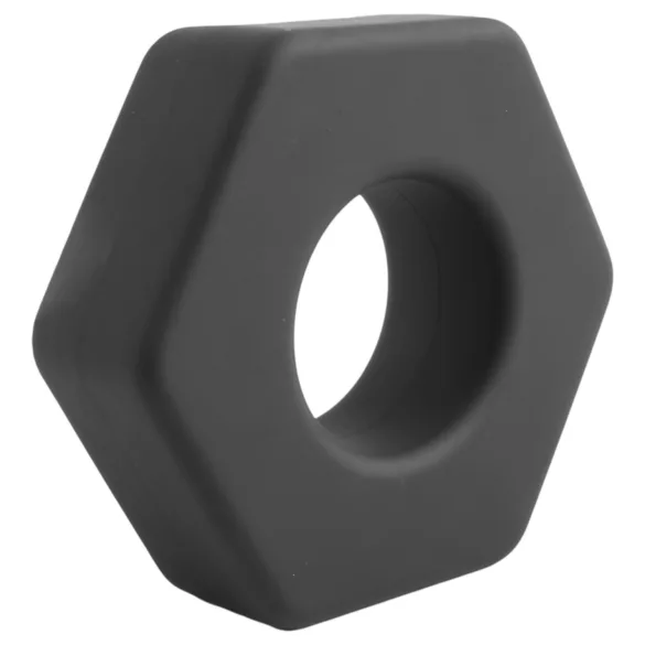 Pulselock Forge - anillo para el pene de silicona con forma de tuerca (negro) - 22 mm