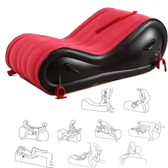 Magic Pillow - Mueble sexual hinchable BDSM - con esposas - grande rojo