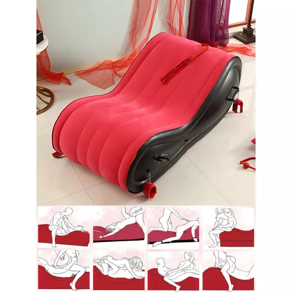 Magic Pillow - Mueble sexual hinchable BDSM - con esposas - grande rojo