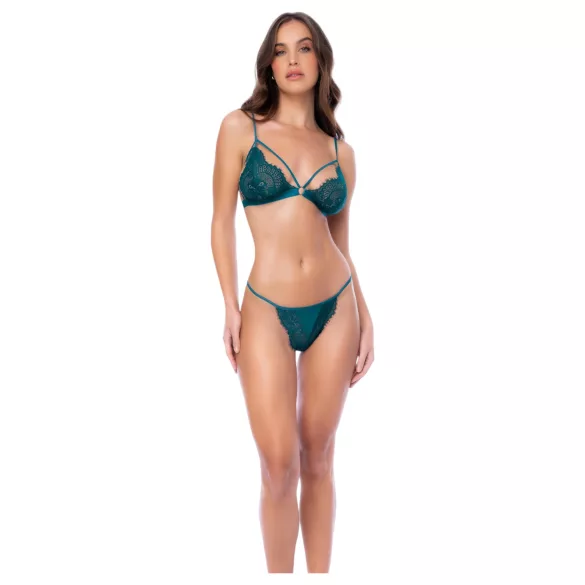 Mapalé - conjunto lencería sujetador y tanga floral encaje verde - L/XL