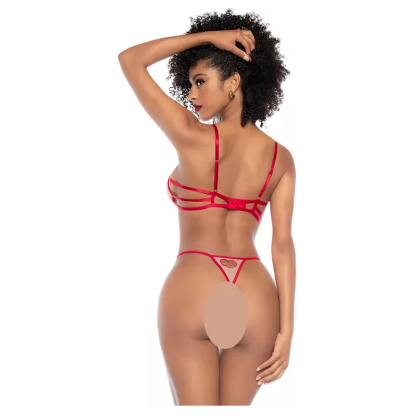 Mapalé - Conjunto de sujetadores de 3 piezas con recorte (rojo-natural) - (S/M)