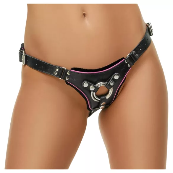 ZADO - bragas negras de cuero para dildo con arnés BDSM (tallas S-L)