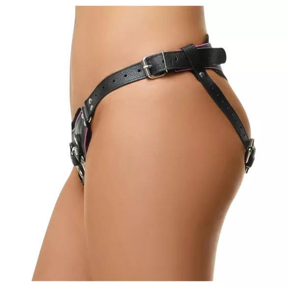 ZADO - bragas negras de cuero para dildo con arnés BDSM (tallas S-L)
