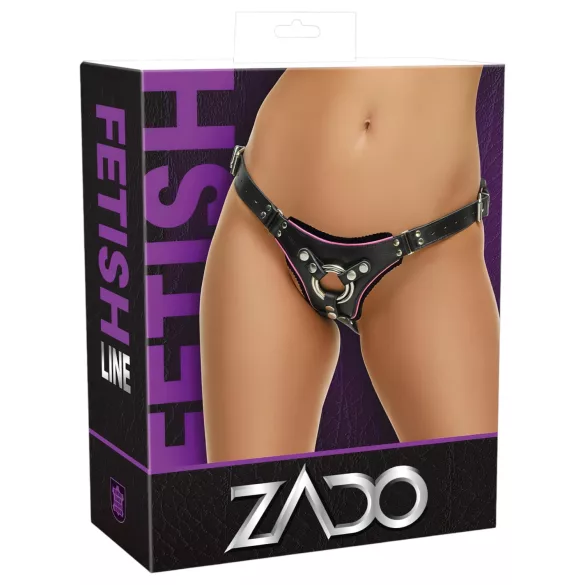 ZADO - bragas negras de cuero para dildo con arnés BDSM (tallas S-L)