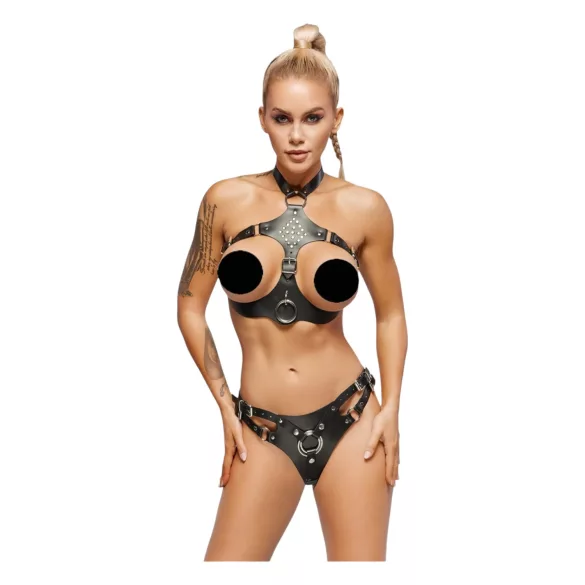 ZADO - conjunto de cuero con braguita ajustable (negro) - L/XL