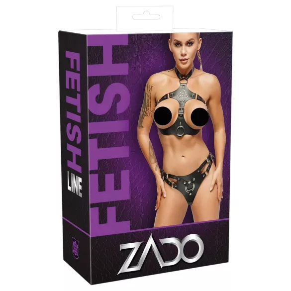 ZADO - conjunto de cuero con braguita ajustable (negro) - L/XL
