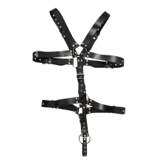   ZADO - arnés corporal tipo body de cuero negro para hombre (Tallas S-L)