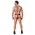ZADO - tanga de cinturón de castidad de cuero negro con 2 candados (S-2XL)