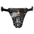 ZADO - tanga de cinturón de castidad de cuero negro con 2 candados (S-2XL)
