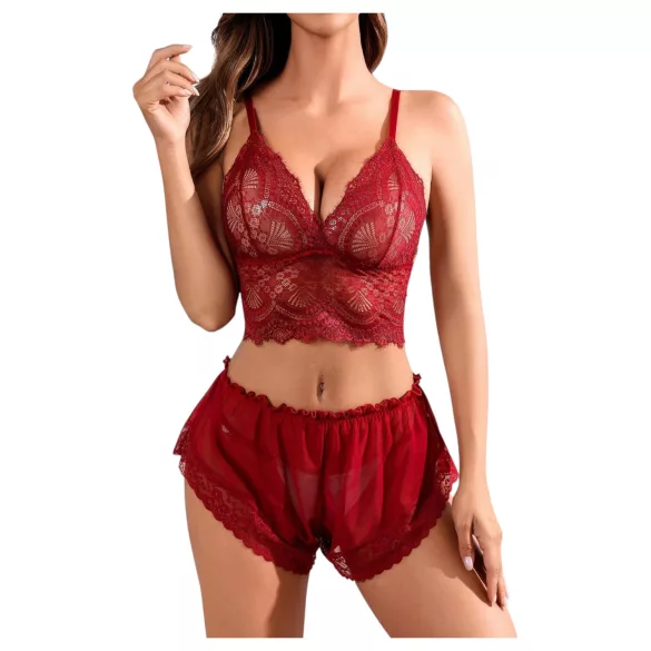 JSY 058 - conjunto de lencería erótica - rojo (L-XL)