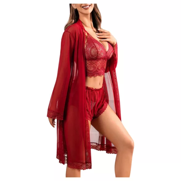 JSY 058 - conjunto de lencería erótica - rojo (L-XL)