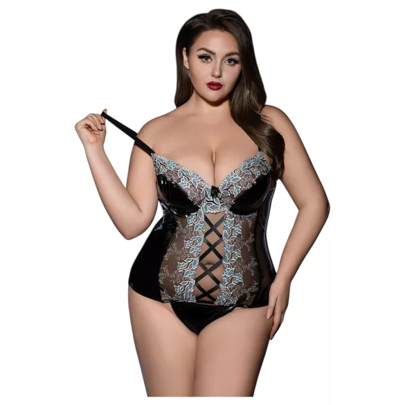 JSY 062 - conjunto de lencería negro con cordones (XL-2XL)