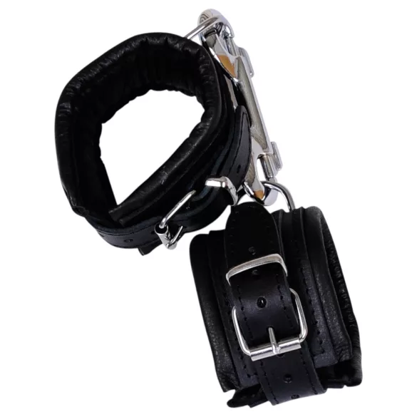 ZADO - esposas de cuero para muñeca con mosquetón - negro