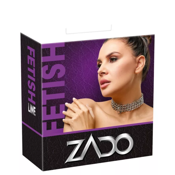 ZADO - collar de cuero con cadena para juegos de bondage (negro)