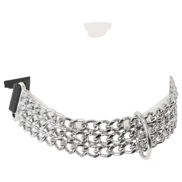 ZADO - collar de cuero con cadena para juegos de bondage (negro)