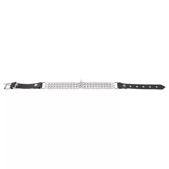 ZADO - collar de cuero con cadena para juegos de bondage (negro)