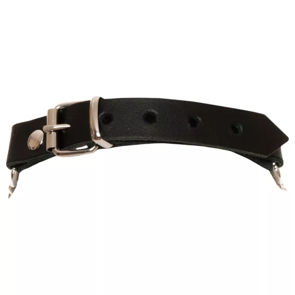ZADO - collar de cuero con cadena para juegos de bondage (negro)