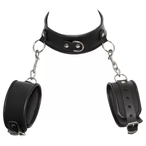 ZADO - collar de cuero con esposas - negro
