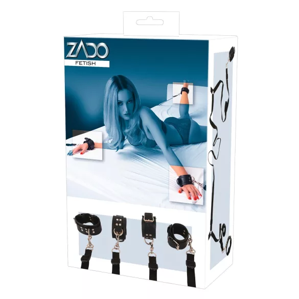 ZADO - set de ataduras para cama - cuero negro