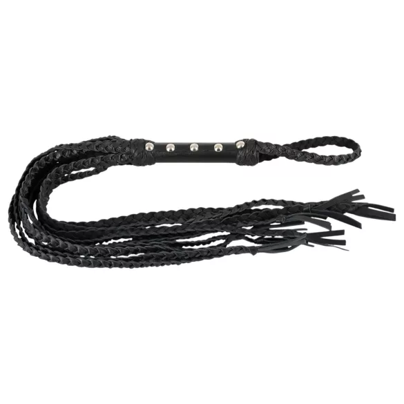 ZADO - Látigo trenzado de cuero con 9 tiras (negro)