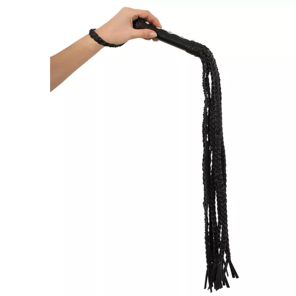 ZADO - Látigo trenzado de cuero con 9 tiras (negro)