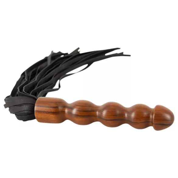 ZADO - látigo de cuero con mango de madera - negro y marrón