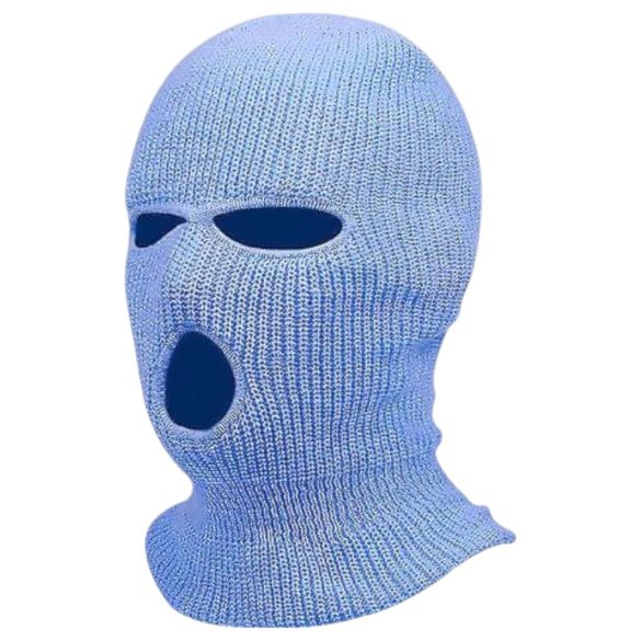 Balaclava azul: máscara tejida con 3 aberturas