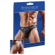 Svenjoyment - Tanga brillante para hombre con inserción transparente (negro)