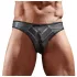 Fényes - tanga para hombre - panel transparente - negro