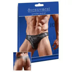 Fényes - tanga para hombre - panel transparente - negro - L