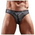 Tanga hombre brillante con panel transparente (negro) - XL