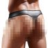 Tanga hombre brillante con panel transparente (negro) - XL