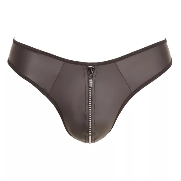 Svenjoyment - tanga hombre brillante con strass y cremallera - negro - M