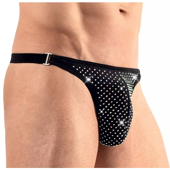 Svenjoyment - tanga masculino negro con strass