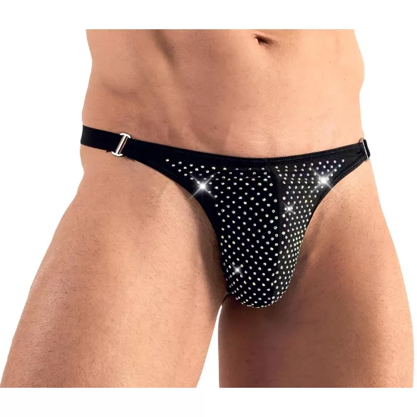 Svenjoyment - tanga masculino negro con strass - M