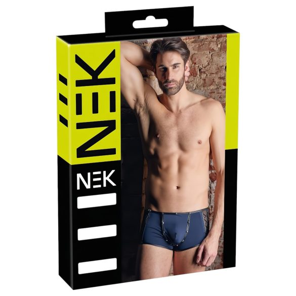 NEK - bóxer azul con detalles de red y cordones negros - M