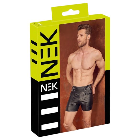 NEK - Pantalones cortos para hombre con cierre de metal (negro)