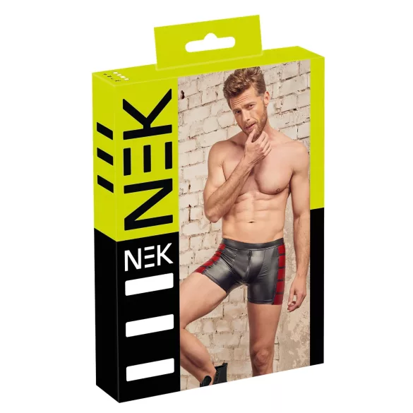 NEK - bóxer con cremallera y laterales rojos - negro