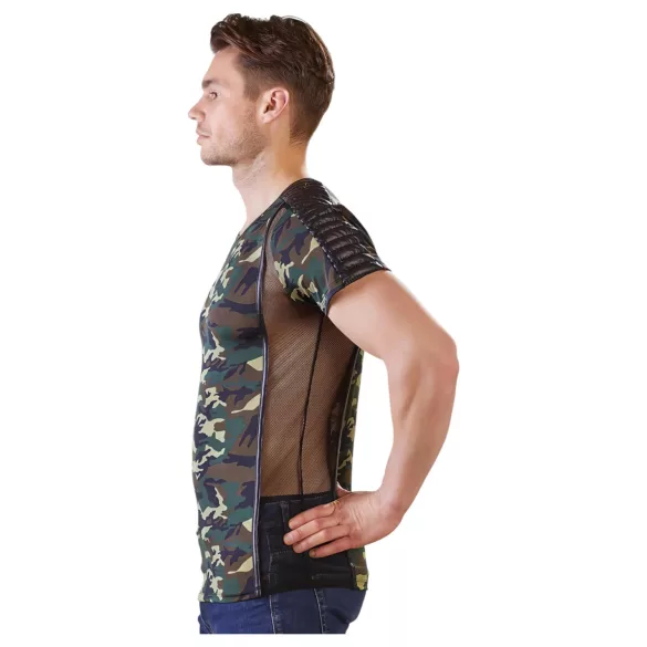 NEK - camiseta para hombre con patrón de camuflaje (verde-marrón)