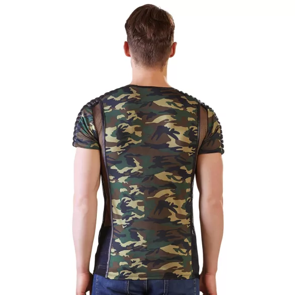 NEK - camiseta para hombre con patrón de camuflaje (verde-marrón) - 2XL