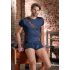 NEK - camiseta masculina azul con encaje negro y cordones - L