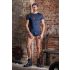 NEK - camiseta masculina azul con encaje negro y cordones - L