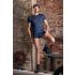 NEK - camiseta masculina azul con encaje negro y cordones - L