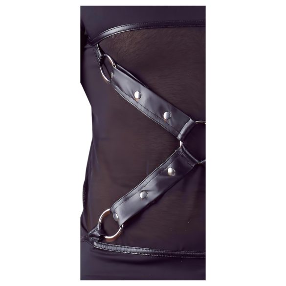 NEK - camiseta negra de manga larga con tirantes cruzados para hombre - XL